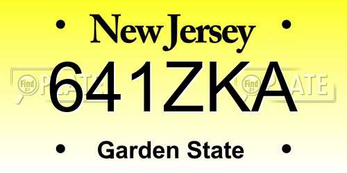 641ZKA New Jersey License Plate
