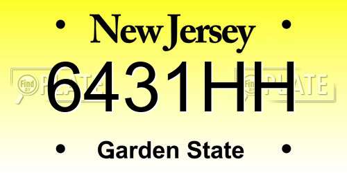 6431HH New Jersey License Plate