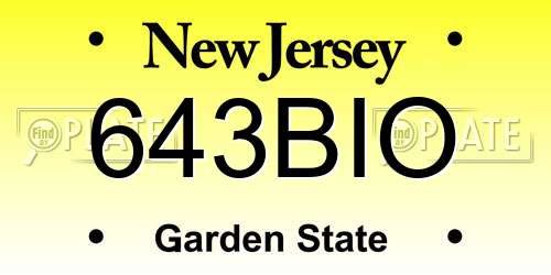 643BIO New Jersey License Plate