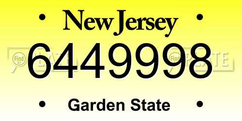 6449998 New Jersey License Plate