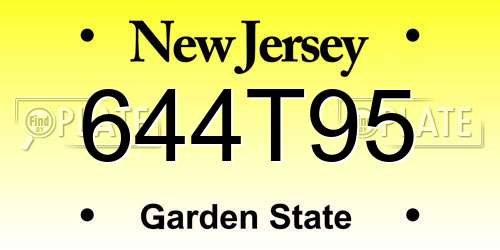 644T95 New Jersey License Plate