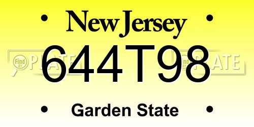 644T98 New Jersey License Plate