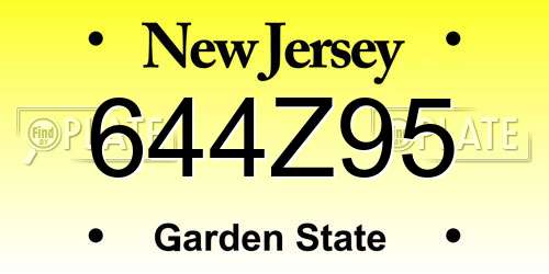 644Z95 New Jersey License Plate