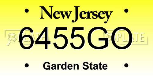6455GO New Jersey License Plate