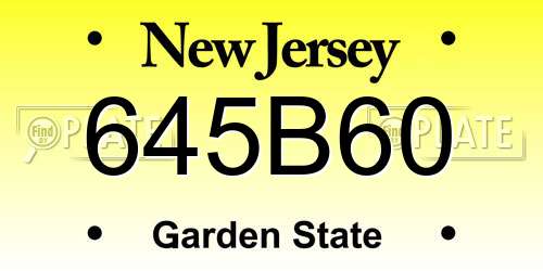 645B60 New Jersey License Plate