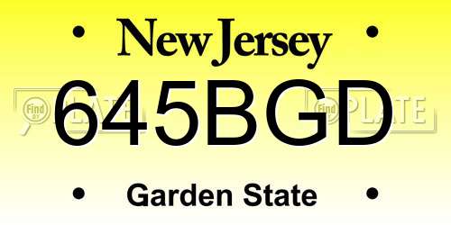 645BGD New Jersey License Plate