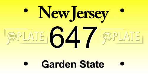 647 New Jersey License Plate
