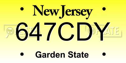 647CDY New Jersey License Plate