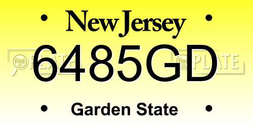 6485GD New Jersey License Plate