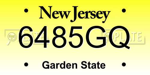 6485GQ New Jersey License Plate