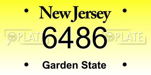 6486 New Jersey License Plate