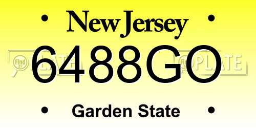6488GO New Jersey License Plate