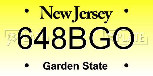 648BGO New Jersey License Plate