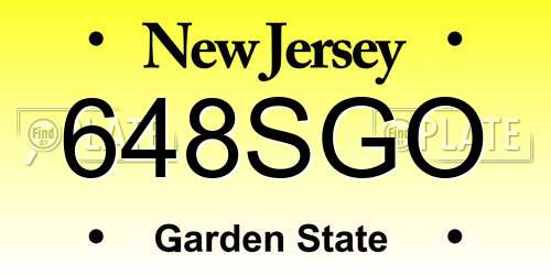 648SGO New Jersey License Plate