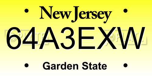 64A3EXW New Jersey License Plate