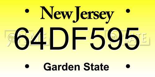64DF595 New Jersey License Plate