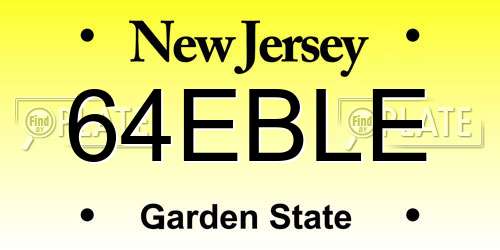 64EBLE New Jersey License Plate