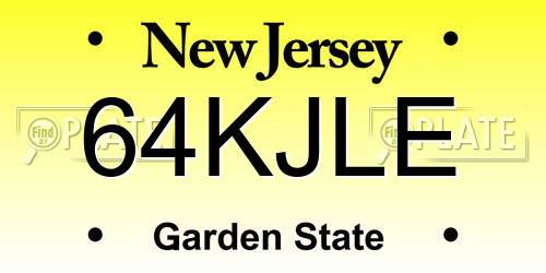 64KJLE New Jersey License Plate