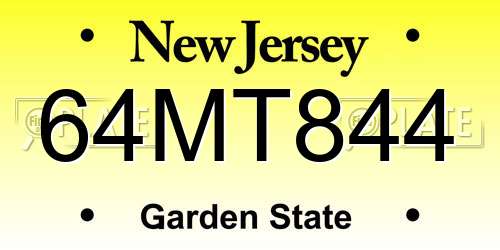 64MT844 New Jersey License Plate