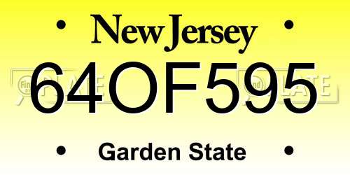 64OF595 New Jersey License Plate