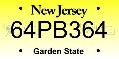 64PB364 New Jersey License Plate