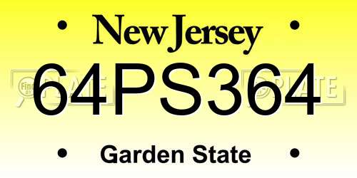64PS364 New Jersey License Plate