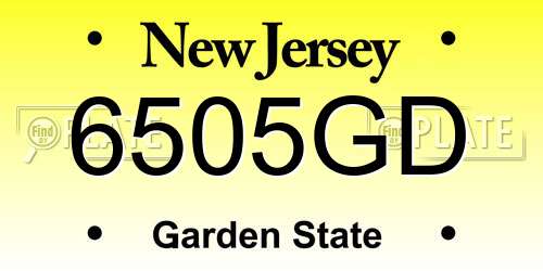 6505GD New Jersey License Plate
