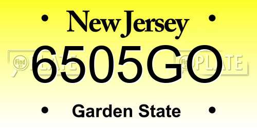 6505GO New Jersey License Plate