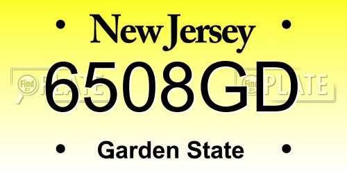 6508GD New Jersey License Plate