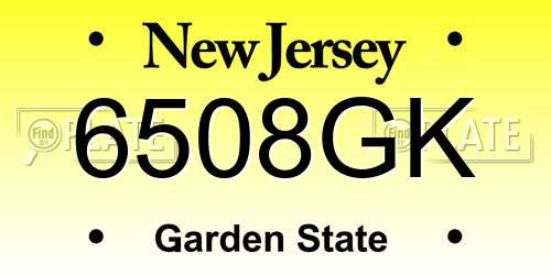 6508GK New Jersey License Plate