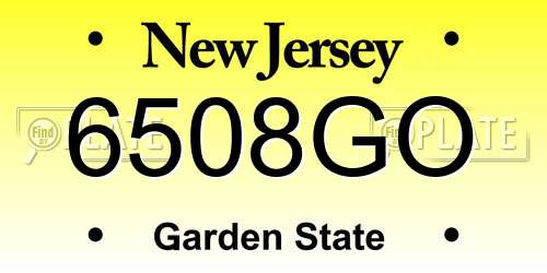 6508GO New Jersey License Plate