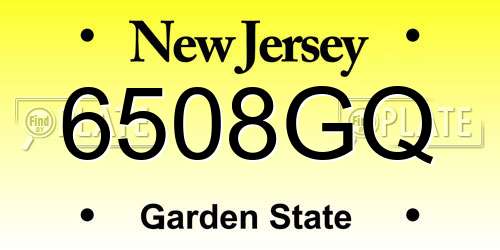 6508GQ New Jersey License Plate