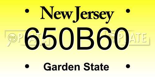 650B60 New Jersey License Plate