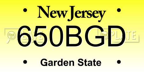 650BGD New Jersey License Plate