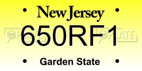 650RF1 New Jersey License Plate