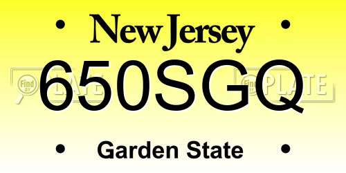 650SGQ New Jersey License Plate