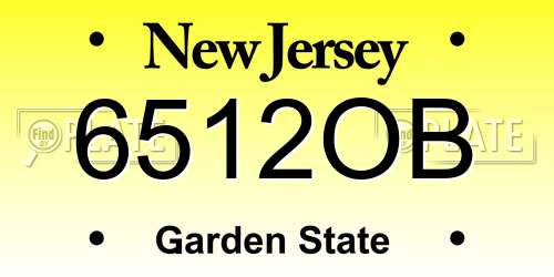 6512OB New Jersey License Plate