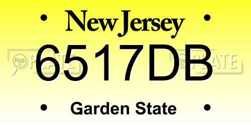 6517DB New Jersey License Plate