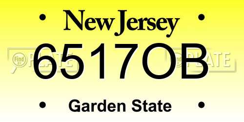 6517OB New Jersey License Plate