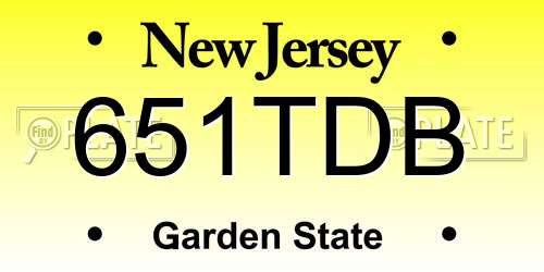 651TDB New Jersey License Plate