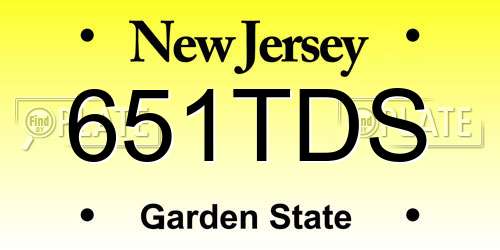 651TDS New Jersey License Plate