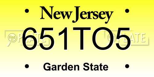 651TO5 New Jersey License Plate