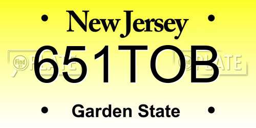 651TOB New Jersey License Plate