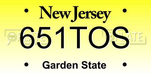 651TOS New Jersey License Plate