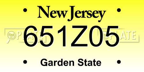 651Z05 New Jersey License Plate