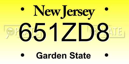 651ZD8 New Jersey License Plate