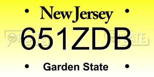 651ZDB New Jersey License Plate
