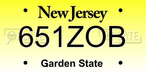 651ZOB New Jersey License Plate