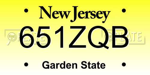 651ZQB New Jersey License Plate