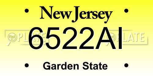 6522AI New Jersey License Plate